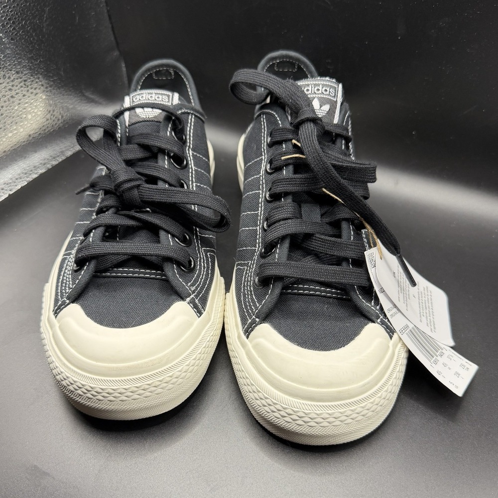 Adidas Nizza Low Sneakers Core Black Off White Canvas Shoes EE5599 Mens US 5 - Picture 2 of 10